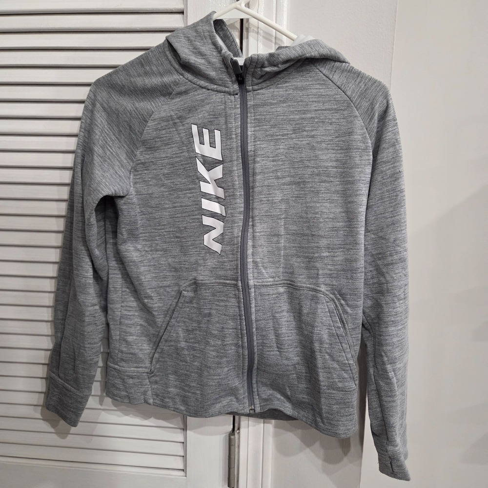Nike Youth Grey Therma-Fit Full-Zip Graphic Hoodie Size Large
